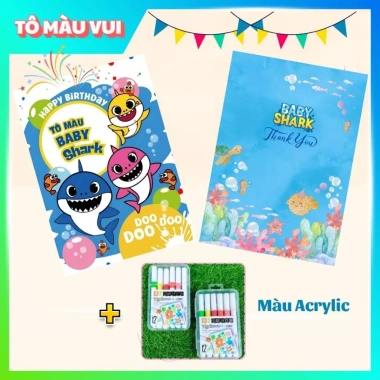 Bộ tranh tô màu Baby Shark giấy dày A4/A5 - Đồ chơi giáo dục, phát triển ca hát cho bé yêu - Giá ưu đãi 39.200₫ 10