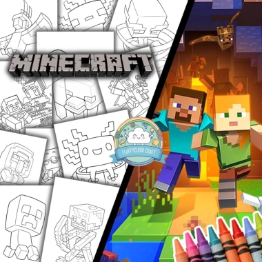 Bộ tranh tô màu Minecraft cho bé 15/25/50 tờ, giấy A6‑A5‑A4 80gsm, giảm 23% còn 12.000₫