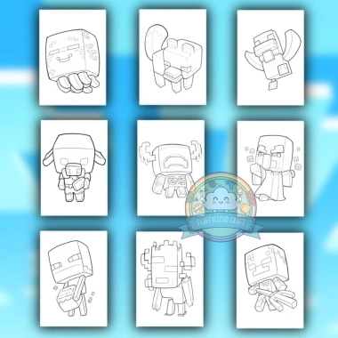 Bộ tranh tô màu Minecraft cho bé 15/25/50 tờ, giấy A6‑A5‑A4 80gsm, giảm 23% còn 12.000₫