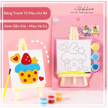 Bộ tranh tô màu mini cho bé kèm giá, màu, cọ - FreeShip - Giá chỉ 30.000đ