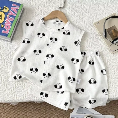 Bộ trẻ em mùa hè 2 món áo không tay và quần short cotton Hàn Quốc - Giá ưu đãi 118k