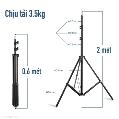 Bộ tripod 3 chân cao 2m kẹp điện thoại remote Bluetooth giá ưu đãi 144.000 VND
