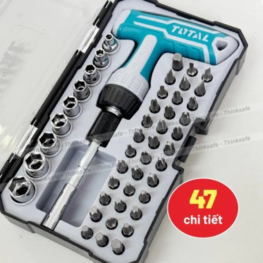 Bộ tua vít đa năng Total 31-55 chi tiết thép CRV, cầm tay đảo chiều, 128.700₫