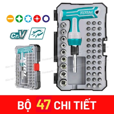 Bộ tua vít đa năng Total 31-55 chi tiết thép CRV, cầm tay đảo chiều, 128.700₫