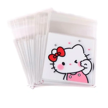 Bộ túi kiếng tự dính 7x7cm Kitty hồng 10/20/50 chiếc - Đựng bánh kẹo, thun cột tóc, quà tặng nhỏ xinh, giảm còn 25k 5