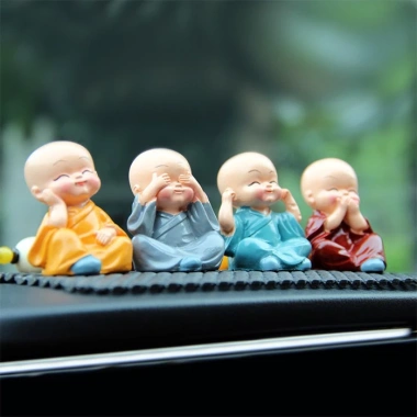 Bộ Tượng Chú Tiểu Hòa Thượng Tứ Không Ruffo Phong Thủy 4 Tư Thế - Trang Trí Xe Hơi, Bàn Làm Việc 30.000 4
