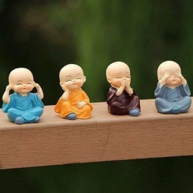Bộ Tượng Chú Tiểu Hòa Thượng Tứ Không Ruffo Phong Thủy 4 Tư Thế - Trang Trí Xe Hơi, Bàn Làm Việc 30.000 8