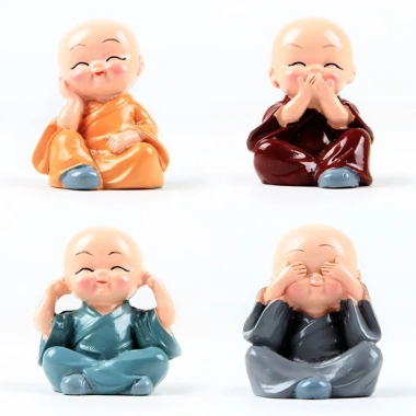 Bộ Tượng Chú Tiểu Hòa Thượng Tứ Không Ruffo Phong Thủy 4 Tư Thế - Trang Trí Xe Hơi, Bàn Làm Việc 30.000 9
