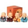 Bộ Tượng Chú Tiểu Tứ Không Đội Nón Cổ Đeo Vòng Hạt Phật Phong Thủy 4 Tư Thế Trang Trí Xe Hơi 35.000đ 3
