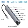 Bộ USB‑C Hub 8 trong 1 đa cổng 4K HD, RJ45, USB3.0, PD sạc, đọc thẻ TF/SD – 143.000₫ 5