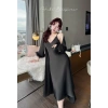 Bộ Váy Ngủ Hai Dây và Áo Choàng Lụa Tay Lông Xẻ Ngực Dài Chảnh QC Xíu Sleepwear 3