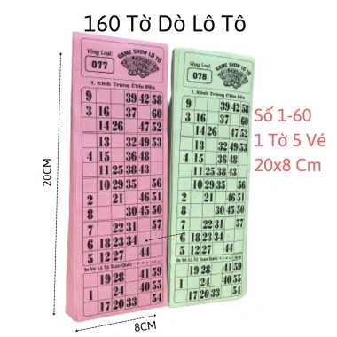 Bộ Vé Lô tô 60 số - Thẻ Bingo 75 số - Vé Dò Loto Tết Vui, Máy Loto Bingo Gỗ 44.499