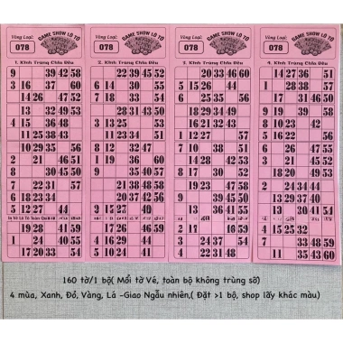 Bộ Vé Lô tô 60 số - Thẻ Bingo 75 số - Vé Dò Loto Tết Vui, Máy Loto Bingo Gỗ 44.499