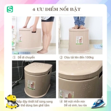 Bô vệ sinh di động Hokori 5.459 cho người già, người bệnh Tiện dụng Giá 239.000đ