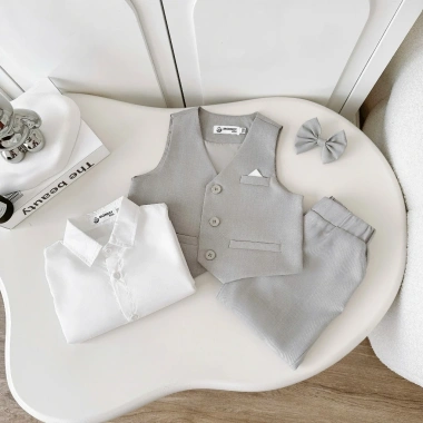 Bộ vest bé trai 4 chi tiết Gile công tử size 8-25kg, tết sinh nhật, giá 255k 3