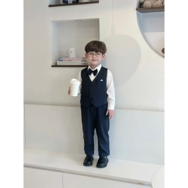 Bộ vest bé trai 4 chi tiết Gile công tử size 8-25kg, tết sinh nhật, giá 255k 4
