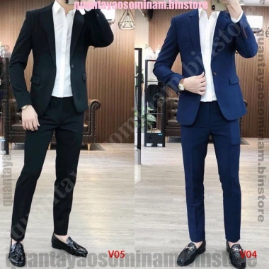 Bộ vest Hàn Quốc 1 áo + 1 quần, chất vải tuyết mưa tây, sang trọng, trẻ trung, tặng bong lúa, cavat, 2 quần sịp - Giá chỉ 721.270₫