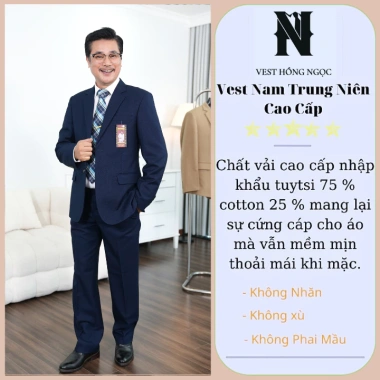 Bộ Vest Hồng Ngọc Trung Niên Comple Nam Cao Cấp, Chất Liệu Nhập Khẩu, Giá 918.000đ