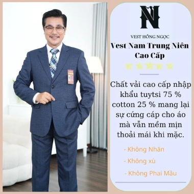 Bộ Vest Hồng Ngọc Trung Niên Comple Nam Cao Cấp, Chất Liệu Nhập Khẩu, Giá 918.000đ