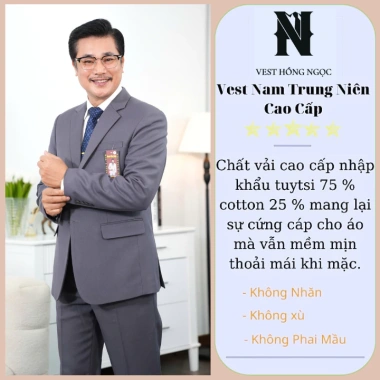 Bộ Vest Hồng Ngọc Trung Niên Comple Nam Cao Cấp, Chất Liệu Nhập Khẩu, Giá 918.000đ