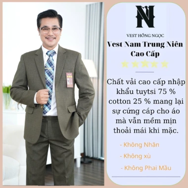 Bộ Vest Hồng Ngọc Trung Niên Comple Nam Cao Cấp, Chất Liệu Nhập Khẩu, Giá 918.000đ