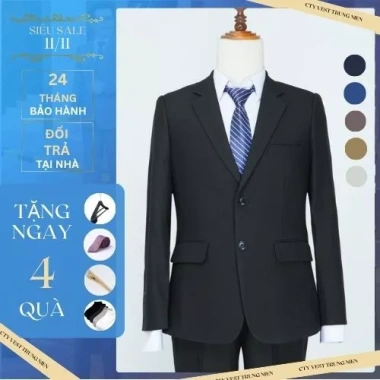 Bộ vest nam comple trung niên 2 khuy vải cao cấp, chuẩn phom - Giá chỉ 799.000₫