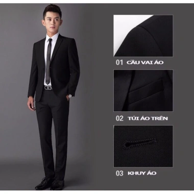 Bộ vest nam Hàn Quốc dáng ôm body: áo vest, quần, cà vạt, giảm còn 1.099.000₫ 4