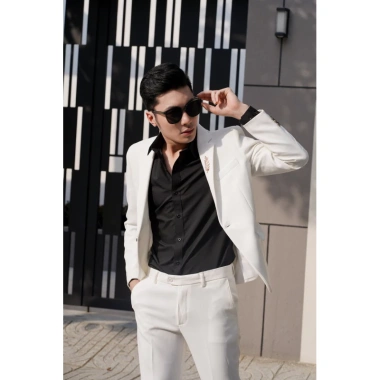 Bộ vest nam Hàn Quốc trắng kem, be sữa, vải tuyết mưa tây co giãn - Sang trọng, giảm 20% 10