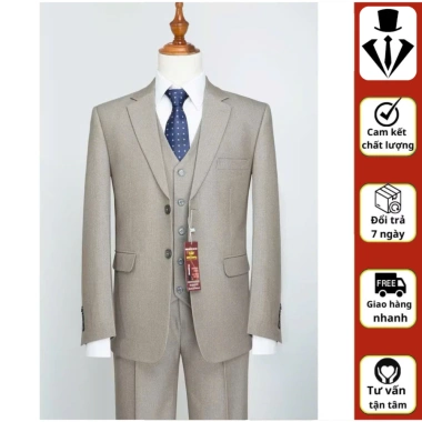 Bộ vest nam trung niên cao cấp vải tuysi - tặng áo gile, giảm giá tới 20%