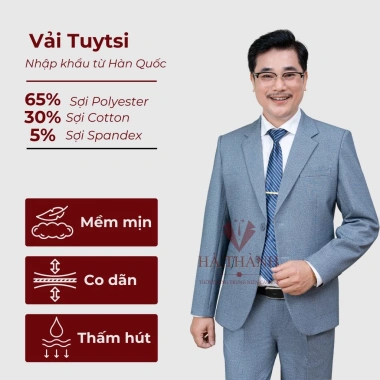 Bộ Vest Nam Trung Niên Vải Tuýt Si Nhập Khẩu Hàn Quốc Co Giãn Sang Trọng Giá 799.000