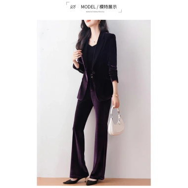 Bộ vest nhung vàng ôm sát tôn dáng, mùa thu xuân công sở Hàn Quốc 421.200 VND
