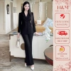 Bộ vest nữ 2 cúc ngang 2.025 – Vest Hàn Quốc đen, quần ống suông sang trọng HMX5.334