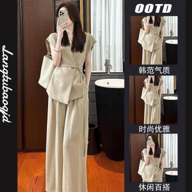 Bộ vest nữ mùa hè sang trọng áo vest kaki thanh lịch quần vest cao cấp giảm giá hấp dẫn