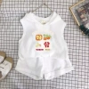 Bộ vest, short, mũ trùm đầu trẻ em mùa hè Hàn Quốc, không tay, in 2 trang phục giảm giá 3