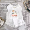 Bộ vest, short, mũ trùm đầu trẻ em mùa hè Hàn Quốc, không tay, in 2 trang phục giảm giá 4