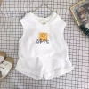Bộ vest, short, mũ trùm đầu trẻ em mùa hè Hàn Quốc, không tay, in 2 trang phục giảm giá 5