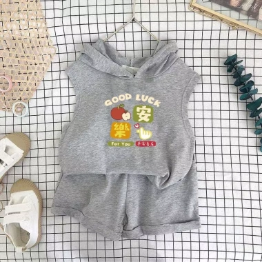 Bộ vest, short, mũ trùm đầu trẻ em mùa hè Hàn Quốc, không tay, in 2 trang phục giảm giá 9 Bộ vest, short, mũ trùm đầu trẻ em mùa hè Hàn Quốc, không tay, in 2 trang phục giảm giá 9
