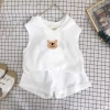 Bộ vest, short, mũ trùm đầu trẻ em mùa hè Hàn Quốc, không tay, in 2 trang phục giảm giá 10