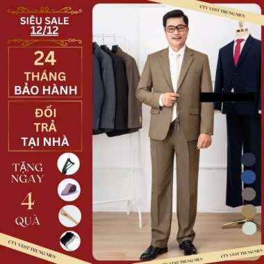 Bộ vest trung niên nam màu đen - Thiết kế sang trọng, giảm giá 20% chỉ 799k