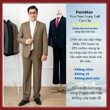 Bộ vest trung niên nam màu đen - Thiết kế sang trọng, giảm giá 20% chỉ 799k