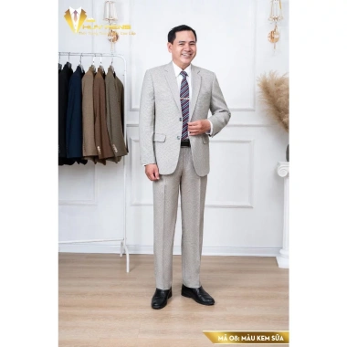 Bộ vestton nam trung tuổi cao cấp vải Tuysi - Tặng cà vạt, giảm giá 650k