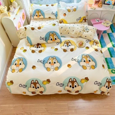 Bộ Vỏ Chăn Ga Gối 5 Món Con Sóc Ngộ Nghĩnh - Đủ Kích Cỡ Nệm m2 m6 m8 2m Giá Ưu Đãi 68K