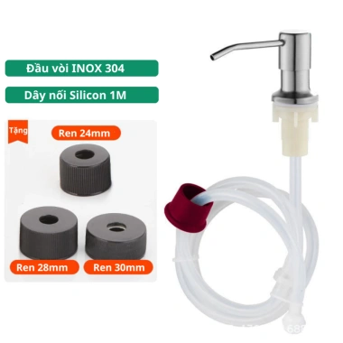 Bộ vòi bơm hút nước rửa bát gắn bồn xoay 360 độ, dây silicon 1,2m - Giá 43.605 VND
