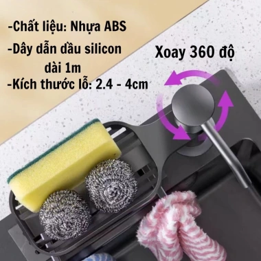 Bộ Vòi Bơm Nước Rửa Chén Bát Tổ Ấm, Giá Để Đồ, Bồn Rửa ABS + Ống Silicon 120cm Giá chỉ 93.000₫ 3