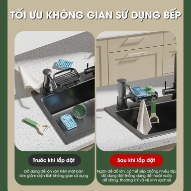 Bộ Vòi Bơm Nước Rửa Chén Bát Tổ Ấm, Giá Để Đồ, Bồn Rửa ABS + Ống Silicon 120cm Giá chỉ 93.000₫ 5