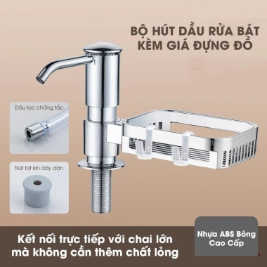 Bộ Vòi Bơm Nước Rửa Chén Bát Tổ Ấm, Giá Để Đồ, Bồn Rửa ABS + Ống Silicon 120cm Giá chỉ 93.000₫ 6