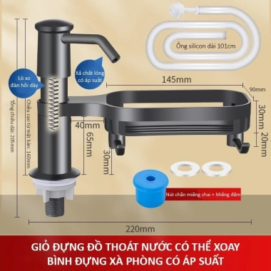 Bộ Vòi Bơm Nước Rửa Chén Bát Tổ Ấm, Giá Để Đồ, Bồn Rửa ABS + Ống Silicon 120cm Giá chỉ 93.000₫ 7