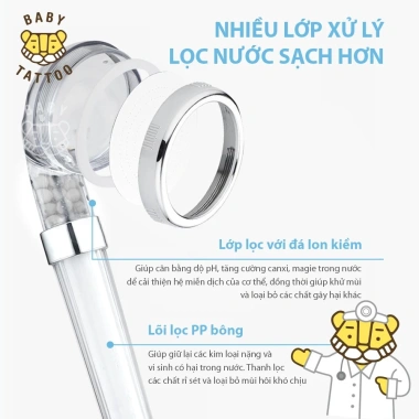 Bộ Vòi Sen Tắm Lọc Nước Tăng Áp Type B Baby Tattoo - Tiết Kiệm Nước, Giá Giảm 550.000 VND 2