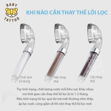 Bộ Vòi Sen Tắm Lọc Nước Tăng Áp Type B Baby Tattoo - Tiết Kiệm Nước, Giá Giảm 550.000 VND 7