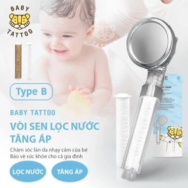 Bộ Vòi Sen Tắm Lọc Nước Tăng Áp Type B Baby Tattoo - Tiết Kiệm Nước, Giá Giảm 550.000 VND 10